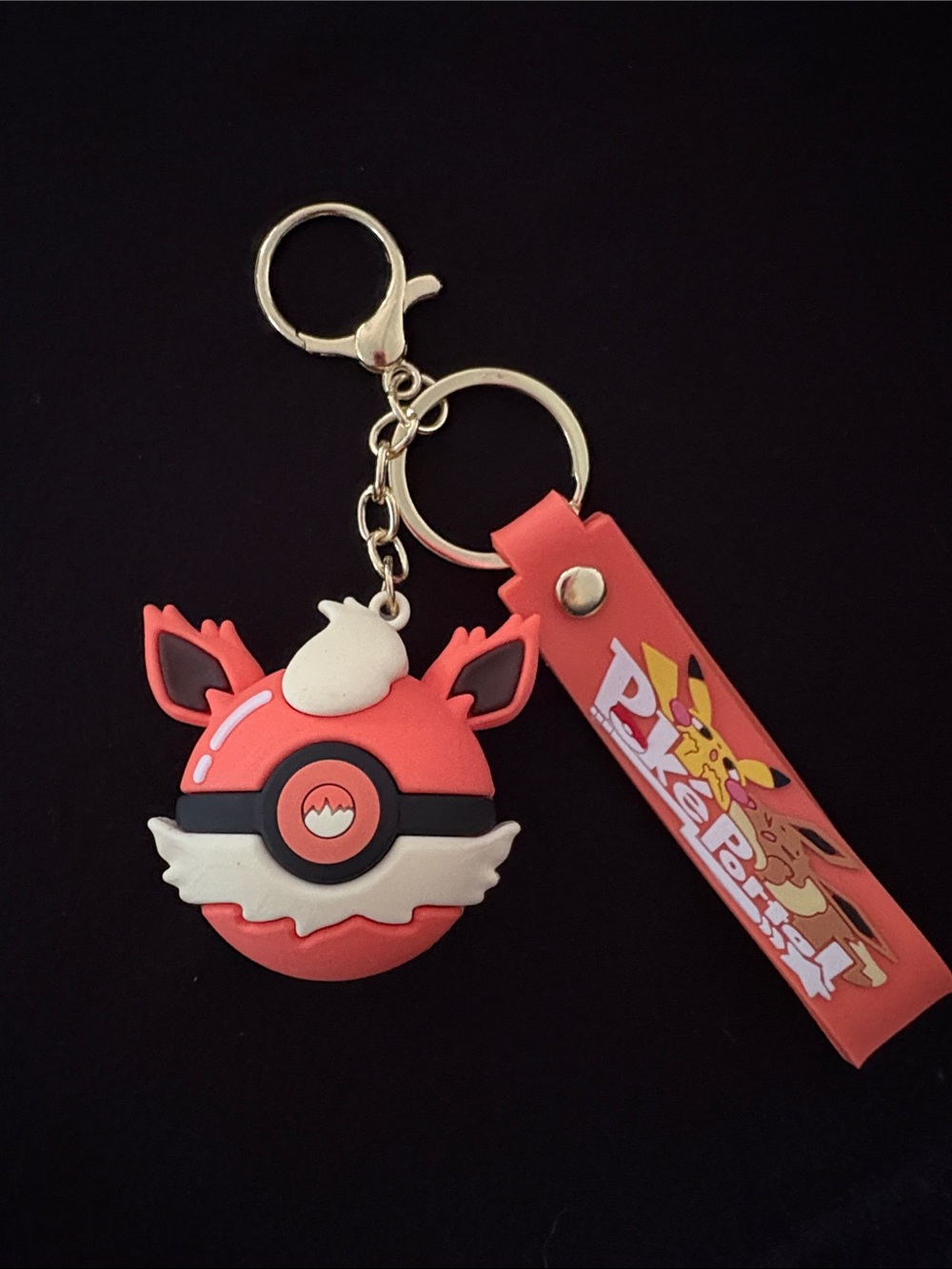 Flareon Character Pokémon Ball Bag Charm Keychain with Strap